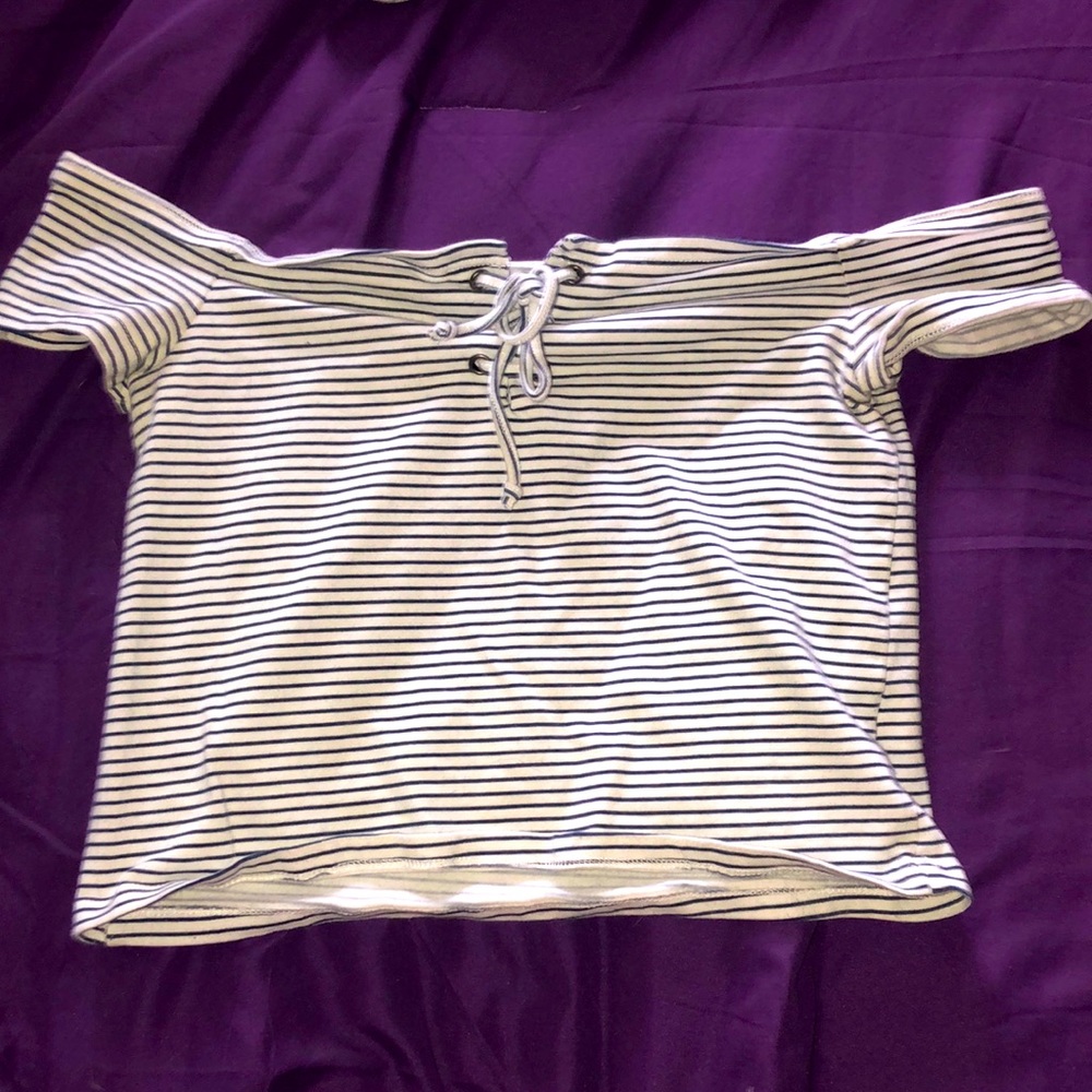 Black and white striped crop top